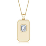 Emerald-Cut Lab-Grown Diamond Men's Elongated Octagon Tag Pendant featuring a striking diamond centerpiece.