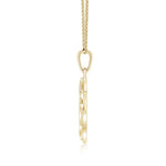 Pave-Set Lab-Grown Diamond Men's Star of David Pendant in yellow gold with chain, side view.