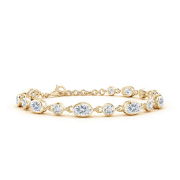 Alternating Oval and Round Diamond Tennis Bracelet