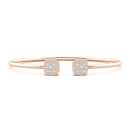 Round Diamond Cushion Halo Open Flex Bangle