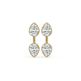 Yellow Gold Pear Diamond Bezel Set Earrings