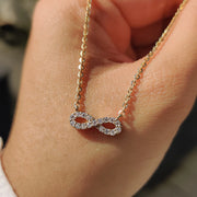 Round Diamond Gold Infinity Pendant With Chain