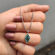 Cyan Blue Lozenge Cut Moissanite Pendant