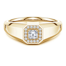 Asscher-Cut Lab-Grown Diamond Halo Men's Octagon Signet Ring