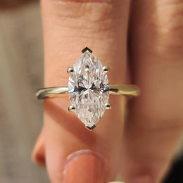 Moissanite Marquise Ring With Hidden Halo Style