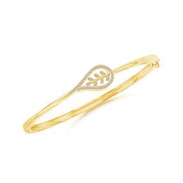 Studded Leaf Bangle Bracelet