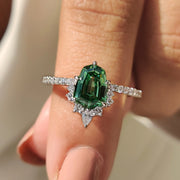 Shield Cut Green Gemstone Ring