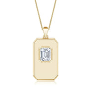 Emerald-Cut Lab-Grown Diamond Men's Elongated Octagon Tag Pendant featuring a striking diamond centerpiece.