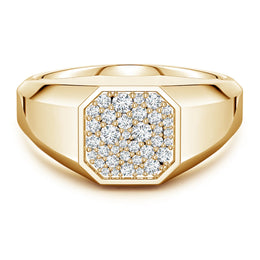 Pave-Set Lab-Grown Diamond Men's Octagon Signet Ring