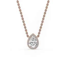 Pear Shaped Diamond Pendant - Halo Design