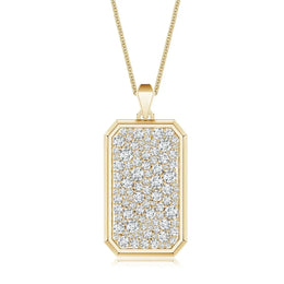 Pave-Set Lab-Grown Diamond Men’s Elongated Octagon Tag Pendant