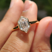Hexagon Step Cut Bezel Setting Engagement Ring