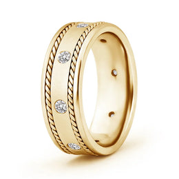 Rope Edged Gypsy Set Men's Diamond Wedding Ring