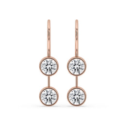 Round Diamond Earrings Featuring Rose Gold