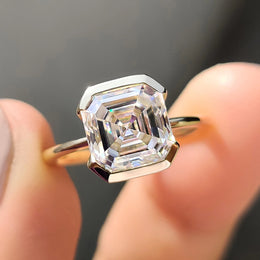 Asscher Cut Half Bezel Set Ring