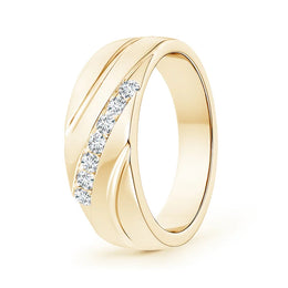 Lab-Grown Channel-Set Slanted Diamond 7-Stone Wedding Ring for Him