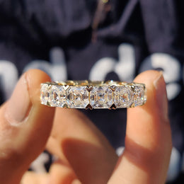 Asscher Cut Eternity Band In Yellow Gold