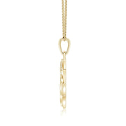 Pave-Set Lab-Grown Diamond Men's Star of David Pendant in yellow gold with chain, side view.