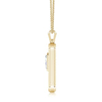 Emerald-Cut Lab-Grown Diamond Men's Elongated Octagon Tag Pendant side view showcasing the sleek design and chain detail.