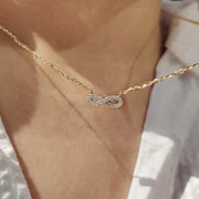 Round Diamond Gold Infinity Pendant With Chain