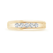 Lab-Grown-Channel-Set Diamond Five Stone Men's Wedding Band