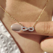 Round Diamond Gold Infinity Pendant With Chain