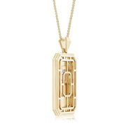 Emerald-Cut Lab-Grown Diamond Halo Men’s Elongated Octagon Tag Pendant