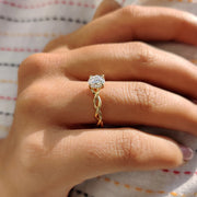 Round Moissanite Twisted Shank Engagement Ring