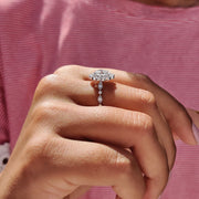 Round Cut Vintage Moissanite Ring In Halo Style