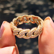 Chain Link Ring Band In Rose Gold