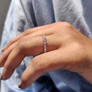 Marquise Cut Moissanite Wedding Band In Rose Gold