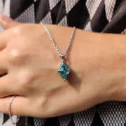 Cyan Blue Lozenge Cut Moissanite Pendant