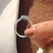 Shield Cut Green Gemstone Ring