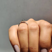 Cyan Blue Round Cut Engagement Ring With Twisted Pave