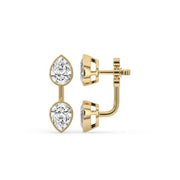 Yellow Gold Pear Diamond Bezel Set Earrings