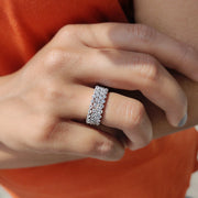 Moissanite Full Eternity Wedding Band Set