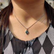 Cyan Blue Lozenge Cut Moissanite Pendant