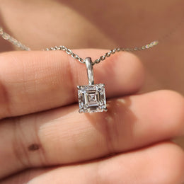 Asscher Cut Diamond Pendant With Claw Prong Setting