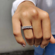 Oval Moissanite Wedding Band In Full Eternity Style