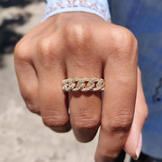 Chain Link Ring Band In Rose Gold